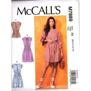 McCall's M7889 Misses 6 to 14 Button Front Top and Dresses Uncut Sewing Pattern